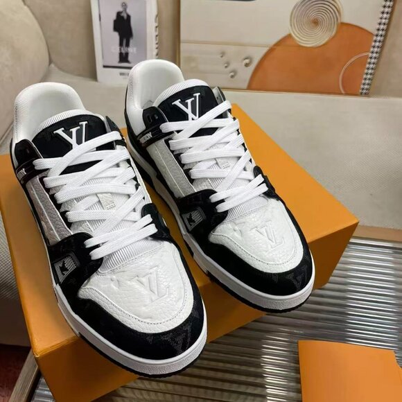 Louis Vuitton LV Trainer Denim 'Black White' Sneakers - Picture 1 of 7